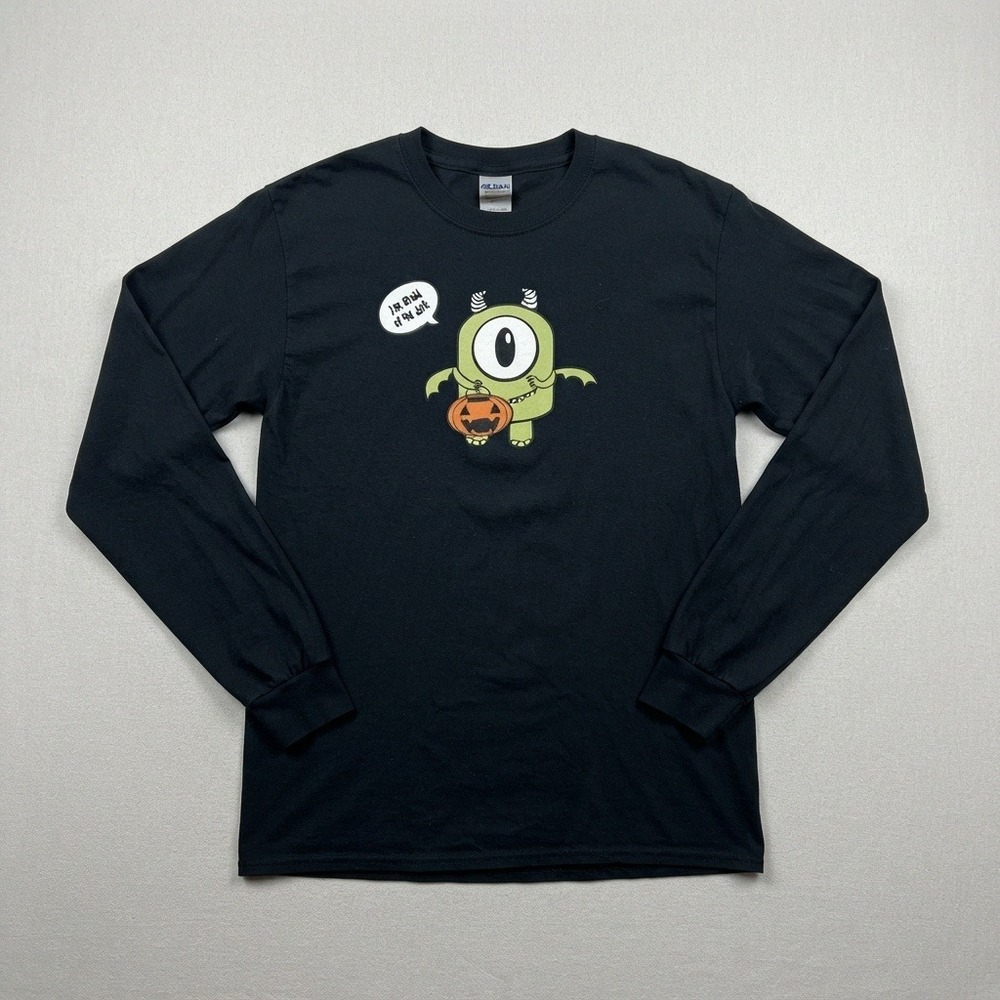 Gildan Ultra Monsters Inc Mike Wazowski Halloween Long Sleeve Shirt Black M